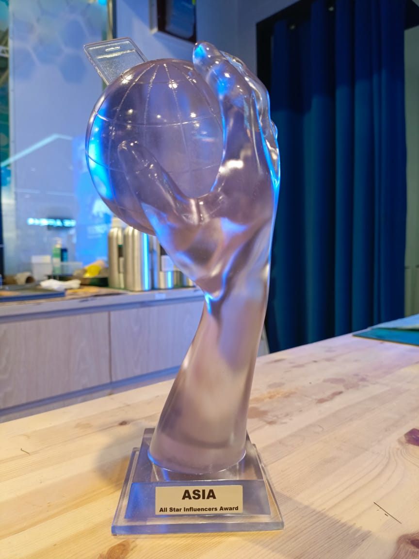 Influencer award — custom trophy fabricated by 3D Forger Malaysia