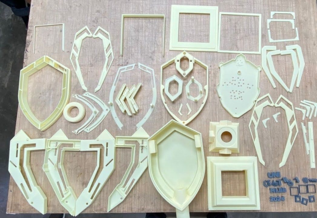 One trophy, in pieces — custom trophy fabricated by 3D Forger Malaysia